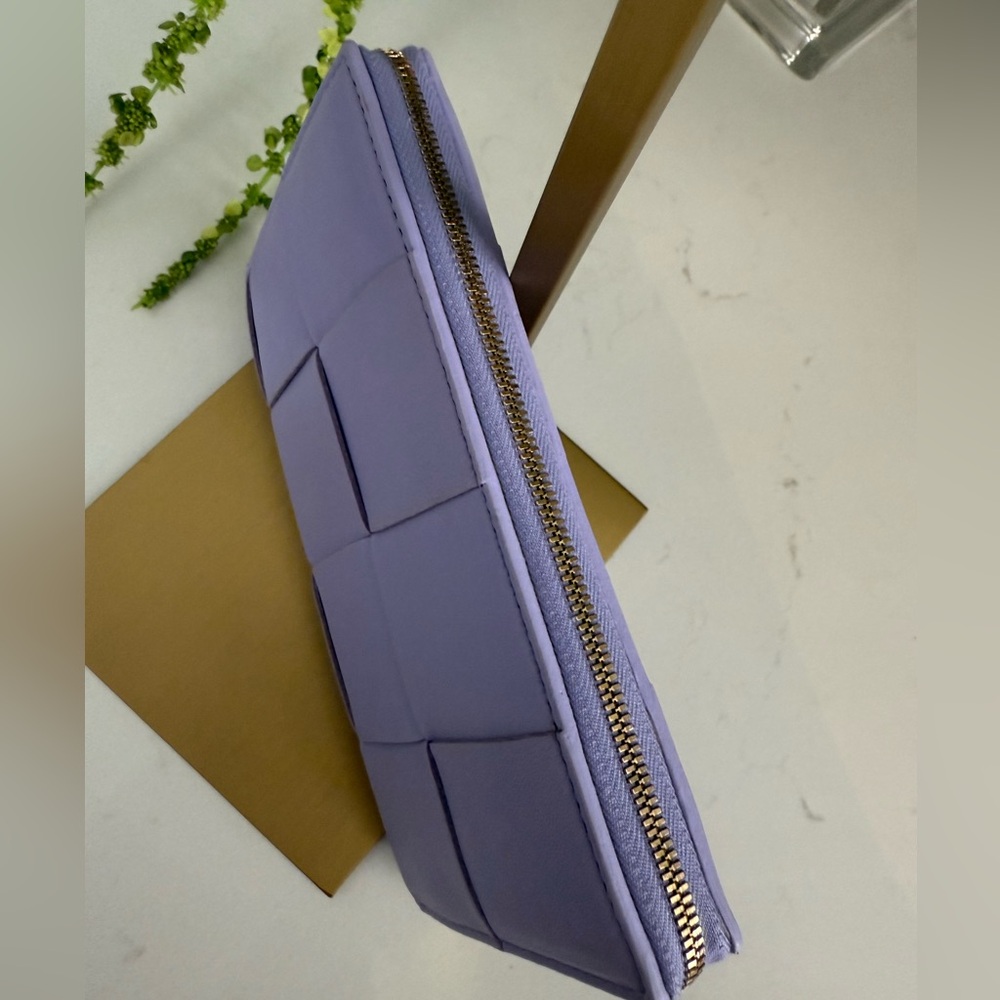 Bottega Veneta Maxi Cassette Intrecciato Lavender Weave Wallet ~ Never Worn - Picture 10 of 13